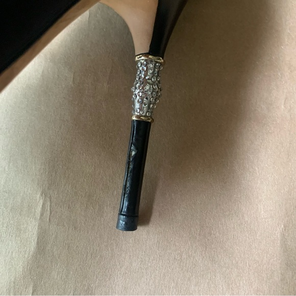 Gucci Shoes 39 Heels Peeptoe Raso Seta Nero 600 - Picture 11 of 13